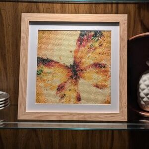 Vibrant Butterfly Diamond / Mosaic Art in Wooden Oak Frame